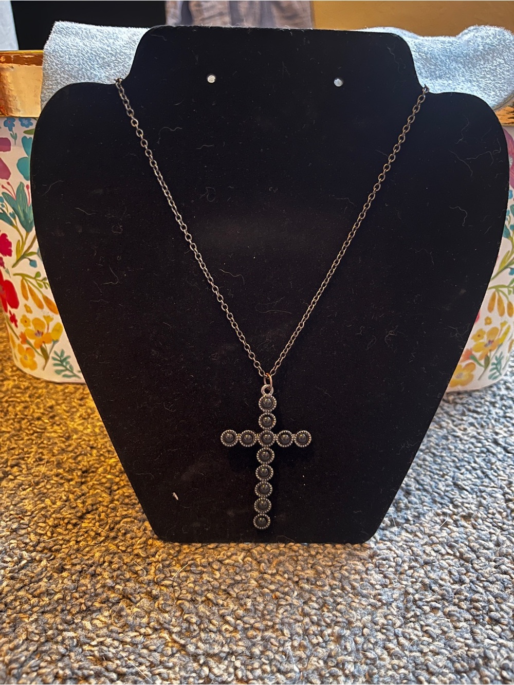 Women's Cross Pendant Necklace - Black